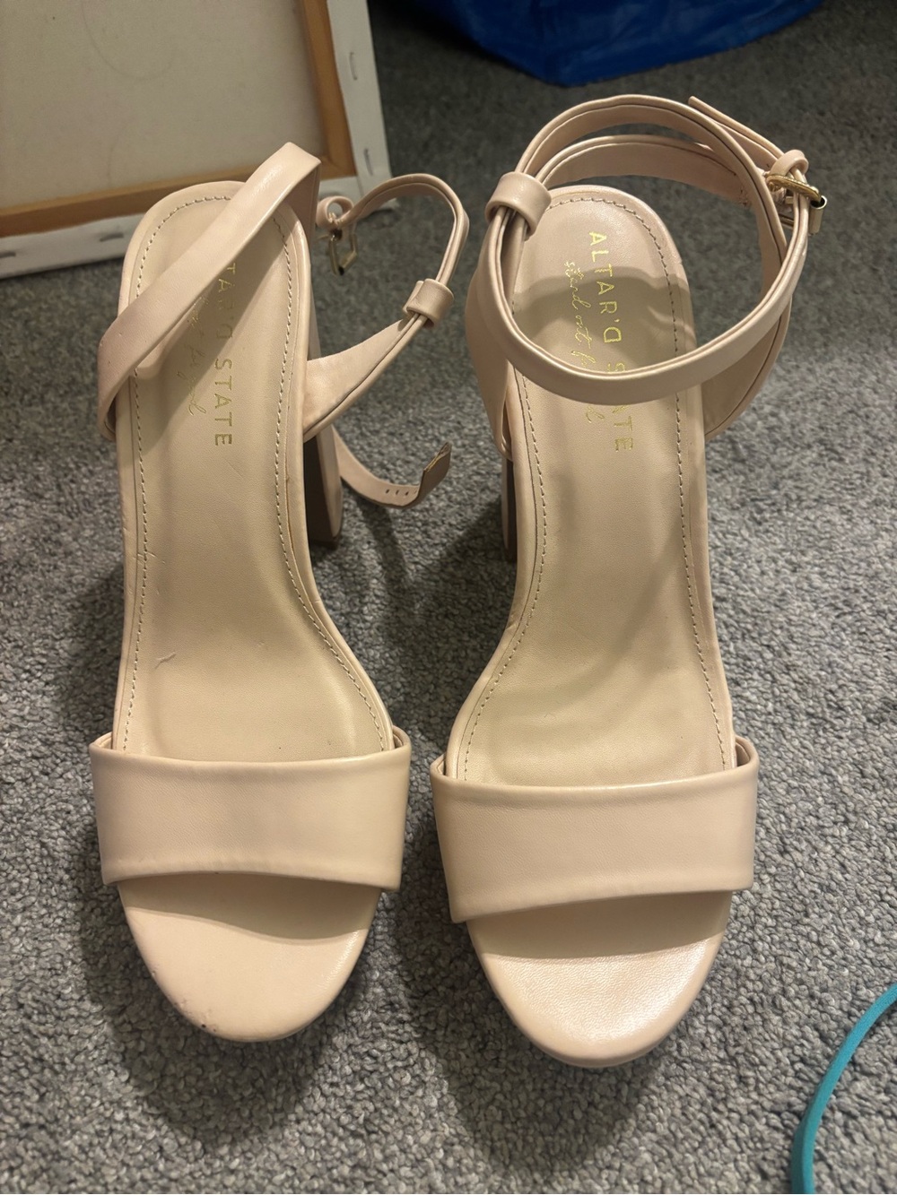 Altar'd State Blush Nude Ankle-Strap Block Heel Sandals